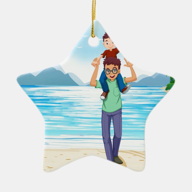 Far och son julgransprydnad keramik (Framsidan)