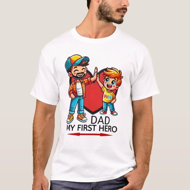 Far och son med fem kutéfamiljers höga bindning t shirt (Framsida)