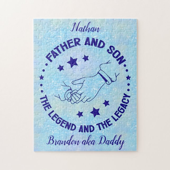 Far och Son Personligen Legend and Legacy Pussel (Vertikal)