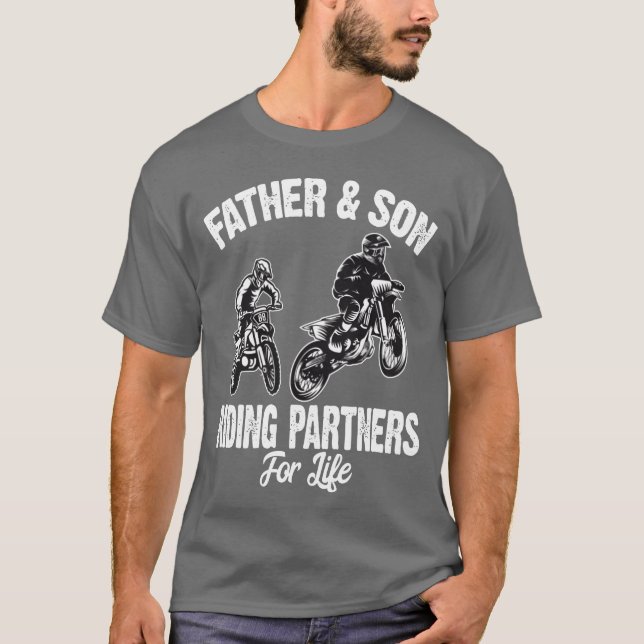 Far och Son Riding Partners för Life Dirt Bike T Shirt (Framsida)
