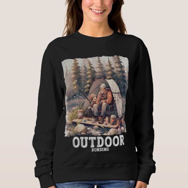 Far och son utomhusbonding Camping Fishing Adv T Shirt (Framsida)