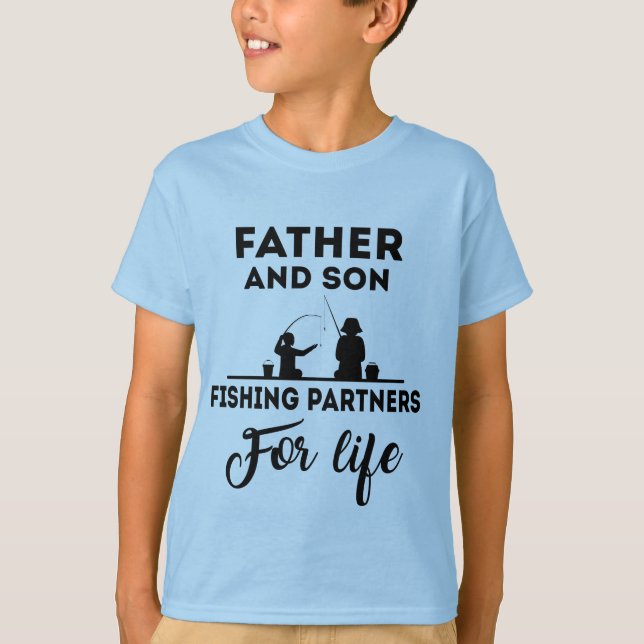 Far och son vid fiske i ord art T-Shirt (Framsida)