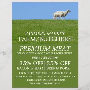 Får på gräs, bonde & slaktare reklam reklamblad