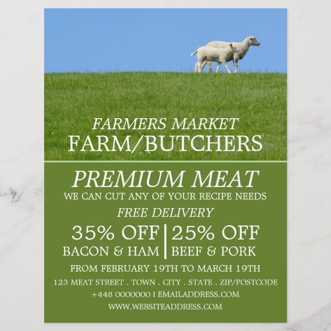 Får på gräs, Farmer & Butcher-reklam Reklamblad (Framsidan)