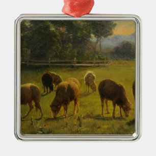 Får på landsbygden (av Rosa Bonheur) Julgransprydnad Metall