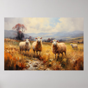 Får på Meadow Fine Art Poster