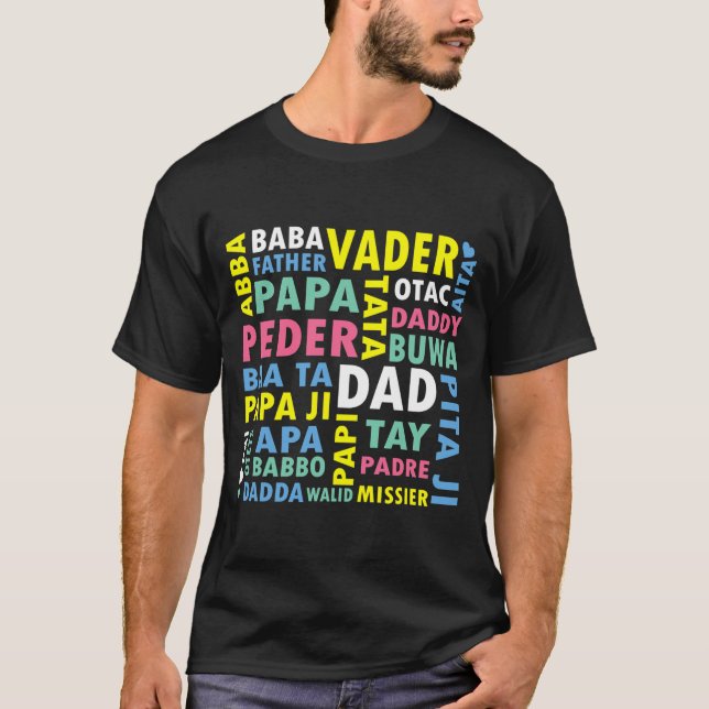 Far på olika språk som erbjuds pappa t shirt (Framsida)