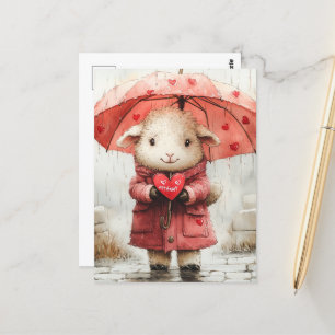 Får på Rosa Hearts Umbrella Vykort