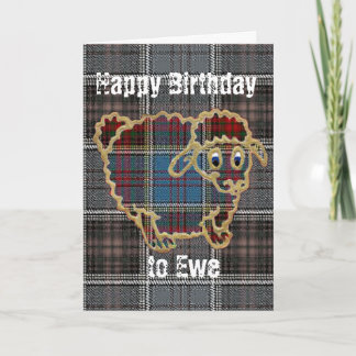 Får på tartan.Grattis på födelsedagen Kort