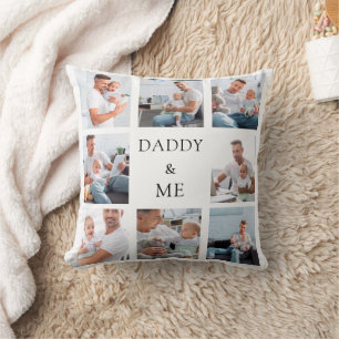 Far pappa baby fotokollage vit kudde