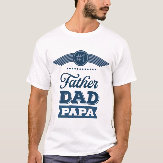 Far Pappa nummer ett - typografi, blå T Shirt (Framsida)