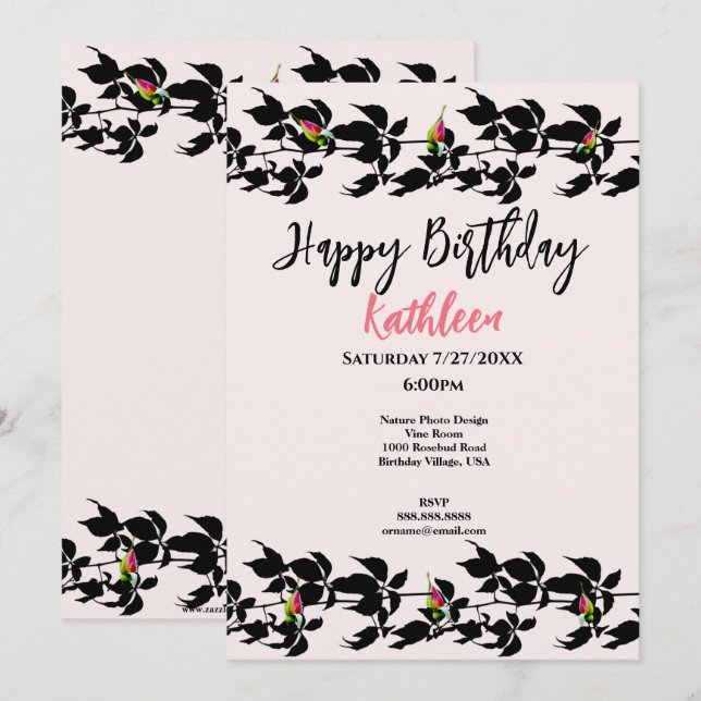 FÅR-ROSENKNOPPEN PHOTO GRATTIS PÅ FÖDELSEDAGEN-GRE INBJUDNINGAR (Fram/baksida)