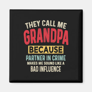 Far&#; s Dag Grandpa Partner in Crime Funny Tjock Magnet
