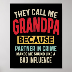 Far&# s Dag Grandpa Partner in Crime Funny Tjock Poster
