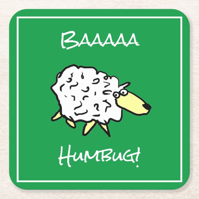 Får Says Baaaa Humbug - jul Underlägg Papper Kvadrat (Framsidan)