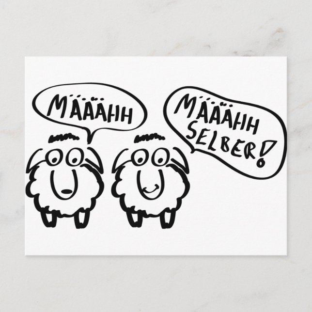 Får schafe määhh määhh selber! vykort (Framsida)