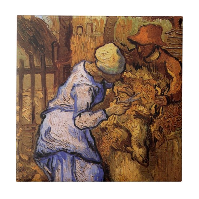 Får Shearers (efter Millet) av Vincent van Gogh Kakelplatta (Framsidan)