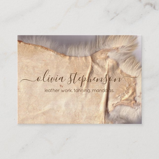 Får Skin Gömt läder på burk Visitkort (Framsida)