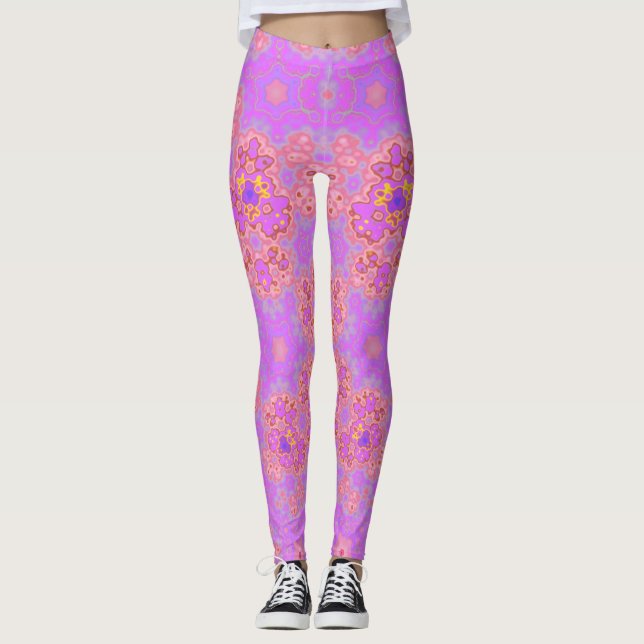 FÅR SLIMMING ~ Rosa Blommigt Leggings (Framsida)