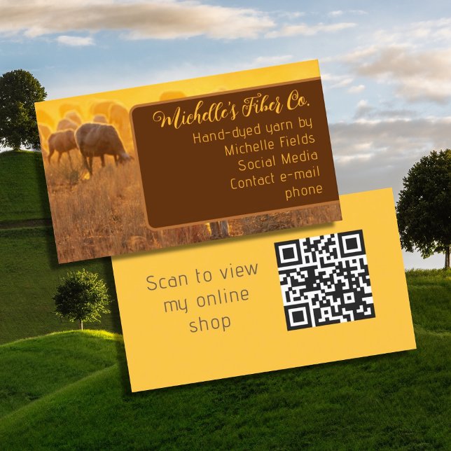 Får som betar QR-kod Sticknings Affärskort Visitkort (Skapare uppladdad)