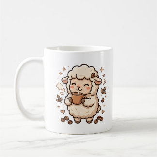 Får som dricker kaffemugg Kawaii-konst