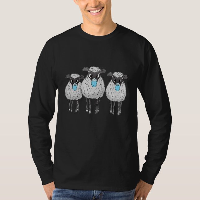 Får som föder upp Ansikte Mask Funny Får T Shirt (Framsida)