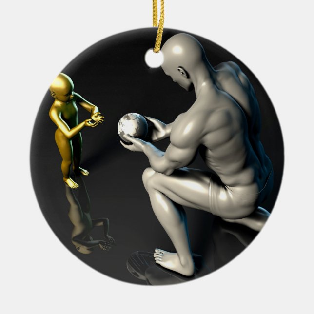 Far som ger vishet till hans barn eller Son Julgransprydnad Keramik (Framsidan)