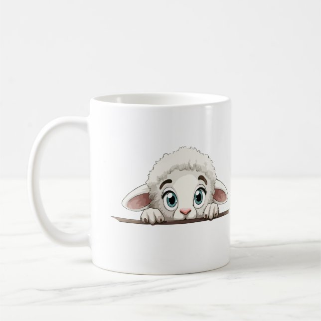 Får som söker efter Cute Adsible Funny Animal Teck Kaffemugg (Vänster)