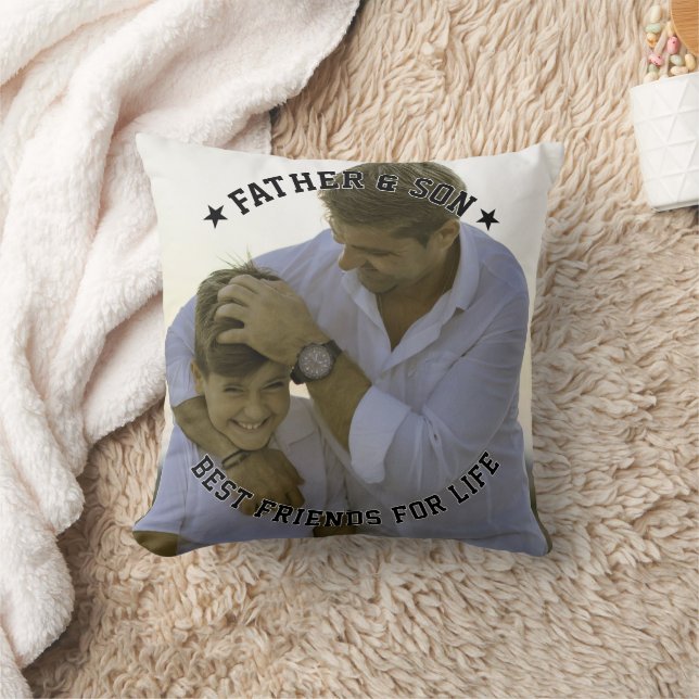 Far & Son Anpassningsbar Photo Best Friend Fars da Kudde (Filt)