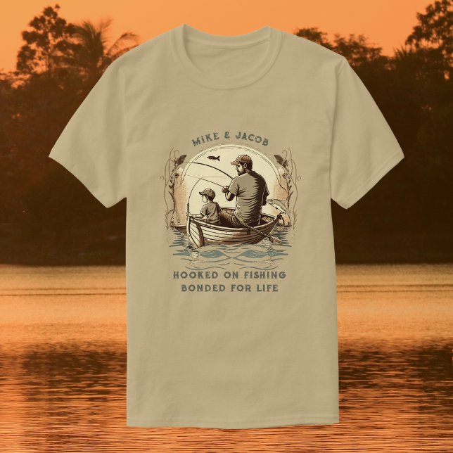Far Son Boat Fishing Custom Names Pappa Gift T Shirt (Skapare uppladdad)