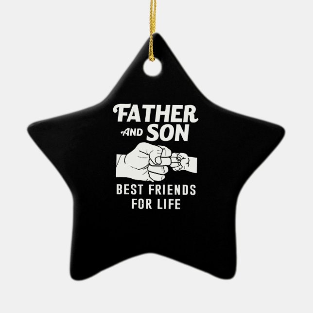 Far Son Friends Fist Bump Shirt Far Day Julgransprydnad Keramik (Framsidan)