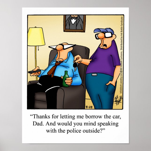 Far & Son Humor "Borrow the Car" Poster (Framsidan)