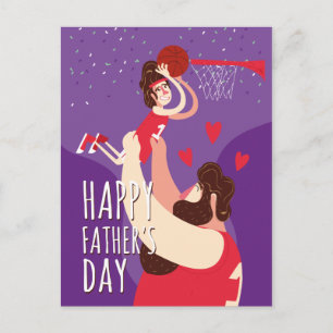 Far Son spelar basketboll söt illustration Vykort