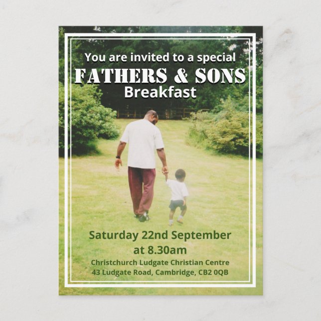 FAR & SONS BREAKFAST-Personlig Inbjudan Vykort (Framsida)