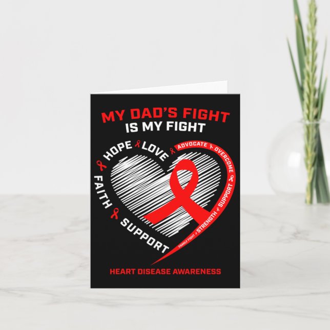 Far stöder min Pappa Bära Red Heart Disease Medvet Kort (Framsida)