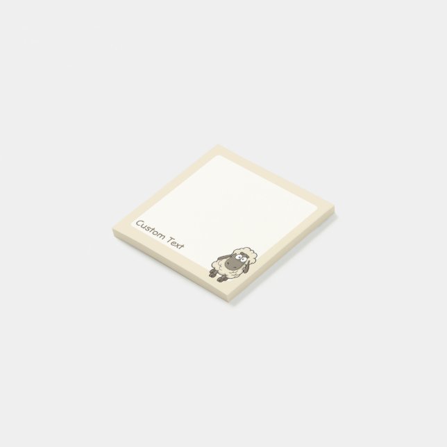 Får Tecknad Beige Post-it Block (Vinklad)