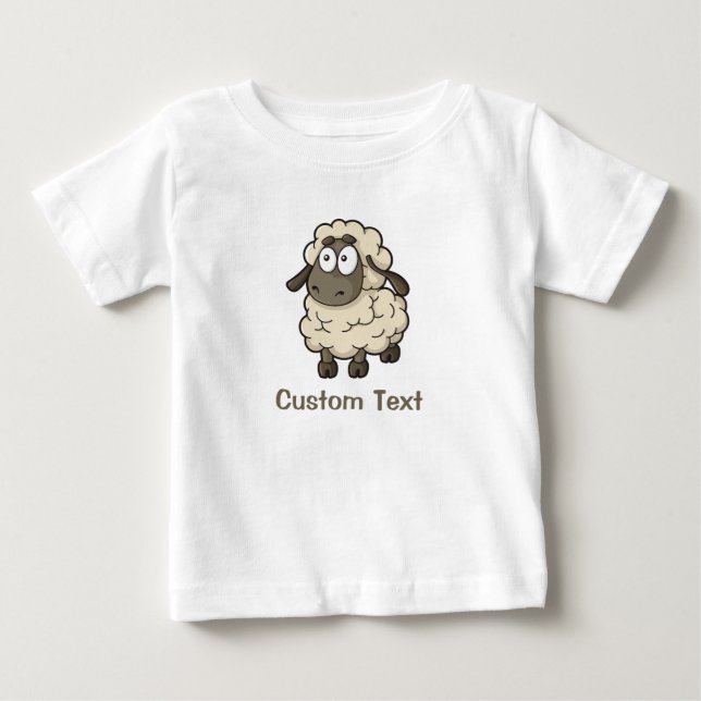 Får Tecknad Beige T Shirt (Framsida)