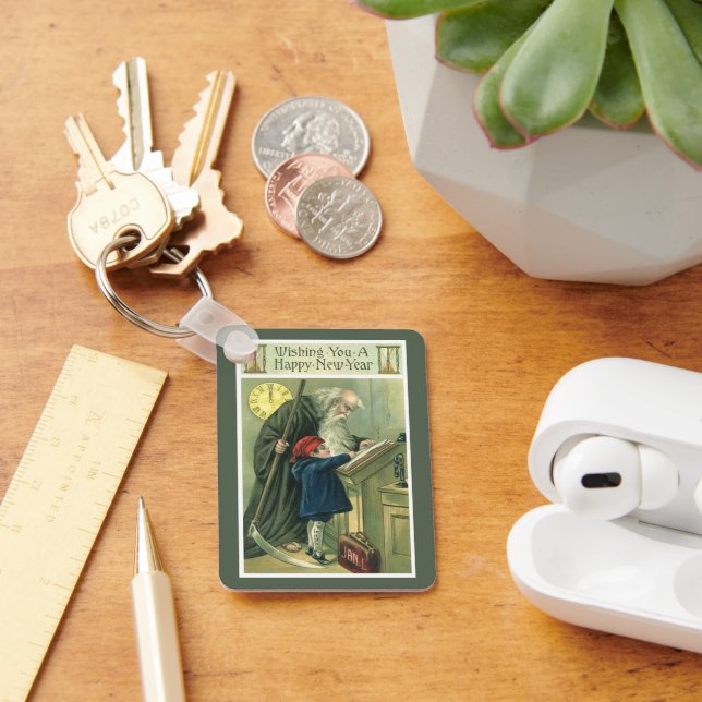 Far-tid som önskar dig en Gott nytt år Nyckelring (Skrivbord)