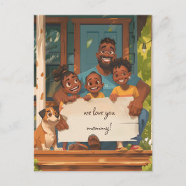 Far, tre barn och Hund Vykort