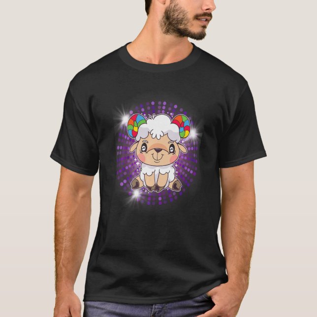 Får Unicorn Disco Lamb Mutton Goat T Shirt (Framsida)