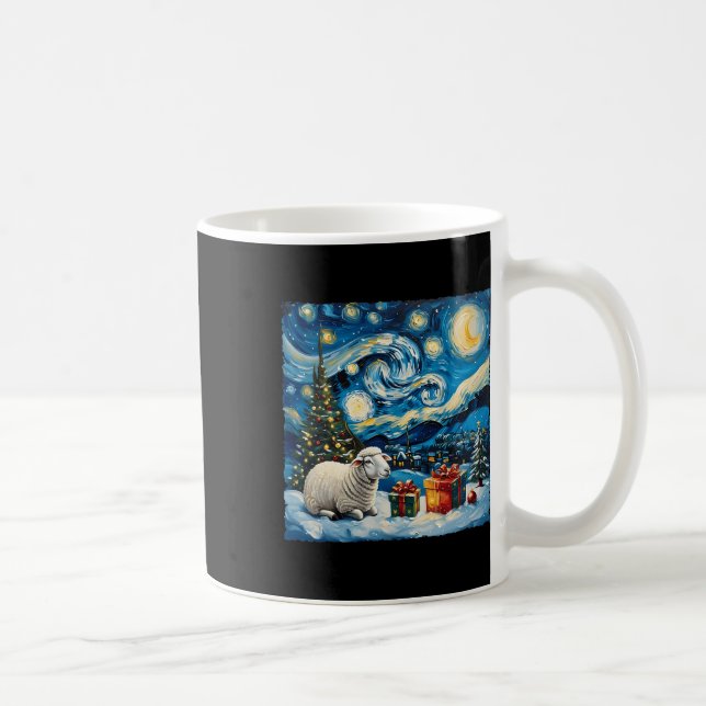 Får Van Gogh Stil Starry Nattjulvinter Kaffemugg (Höger)