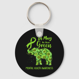Får vi Bära Grönt Mental Health Awareness Elephant Nyckelring