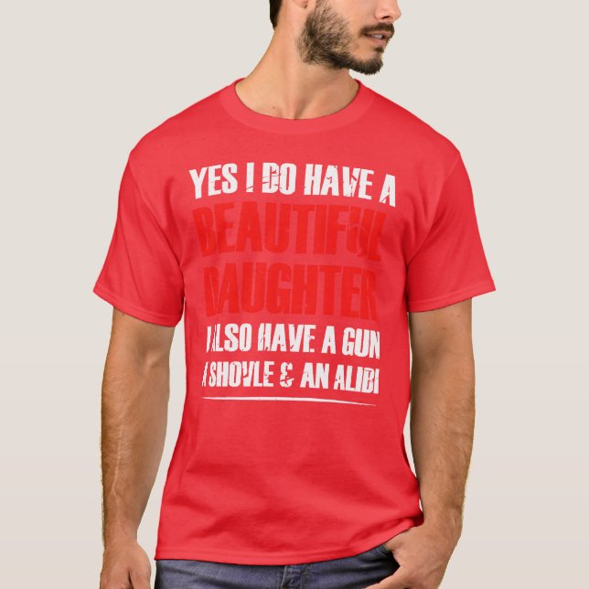 Far vid en dotter Fars dag Gift Funny Pappa vi T Shirt (Framsida)