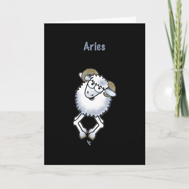 Får Zodiac-hälsningskort för Aries-ramfödelsedag Kort (Framsida)