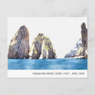 Faraglioni-klippor Capri Italien Akvarell Resa Vykort