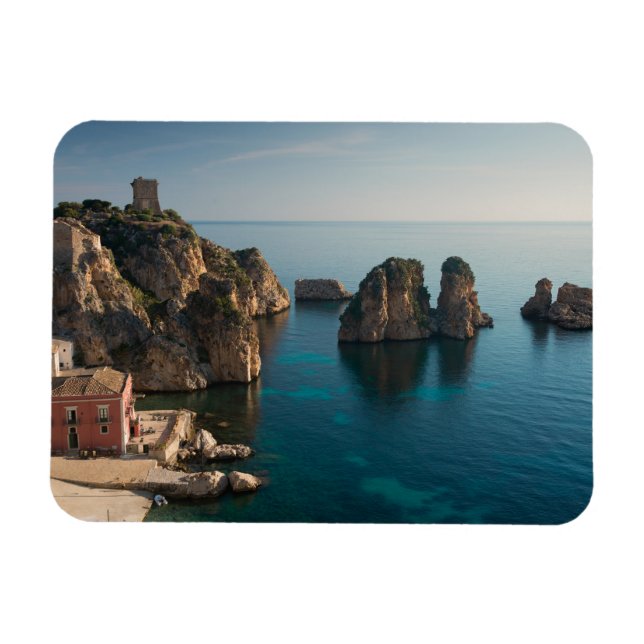 Faraglioni och Tonnara i Scopello, Sicily Magnet (Horisontell)