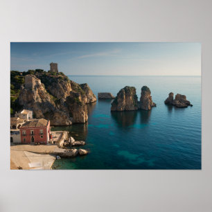 Faraglioni och Tonnara i Scopello, Sicily Poster