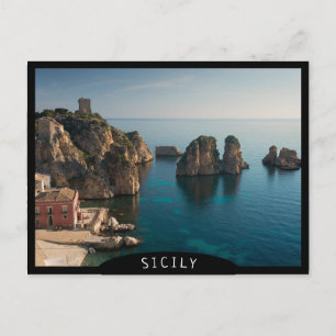 Faraglioni och Tonnara i Scopello, Sicily Vykort