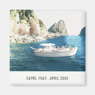 Faraglioni Sten Capri Italien Watercolor Travel Magnet