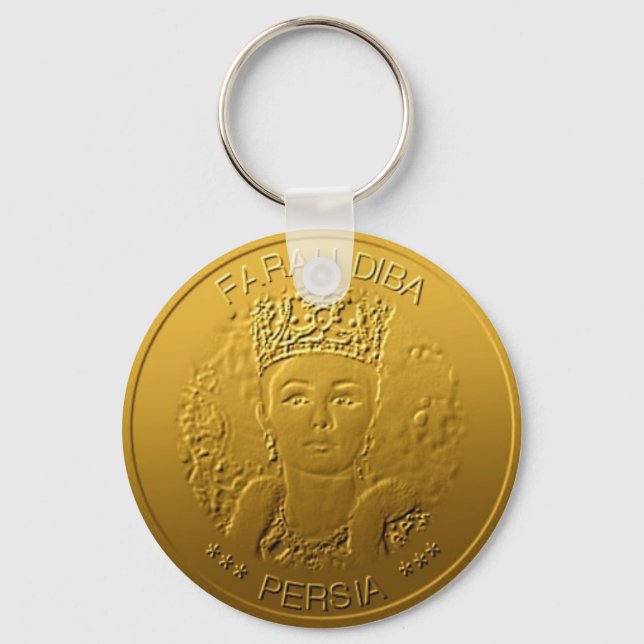 Farah Diba-make Shah Iran Persia-design #guld02 Nyckelring (Framsida)